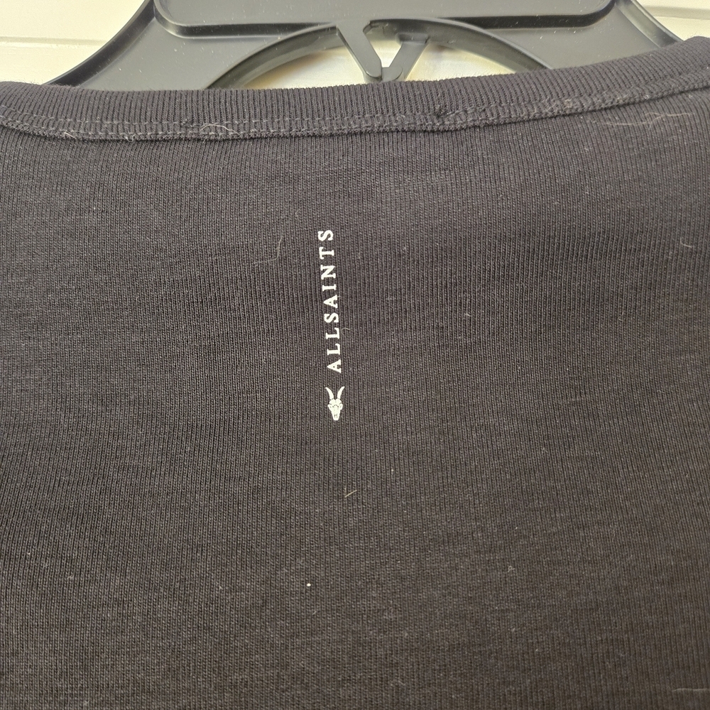Black All Saints Stevie Long Sleeve Tee Size L 3 of 3 - Picture 10 of 11